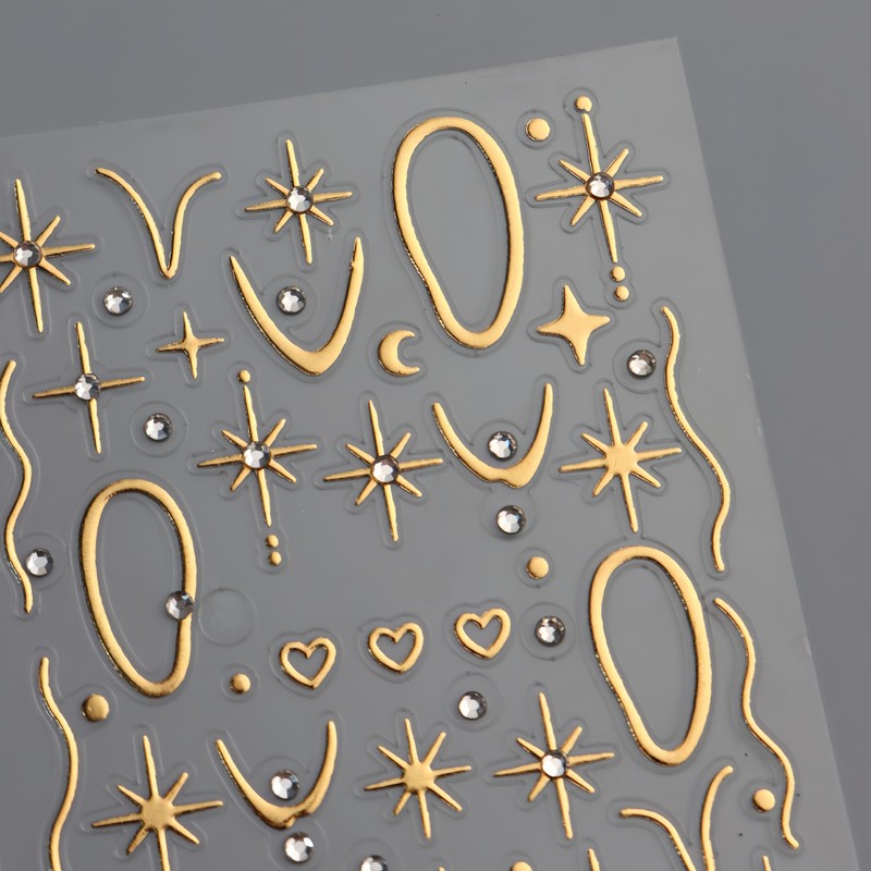 4 Sheets Gold French Line Nail Stickers 3D Self-Adhesive Gold