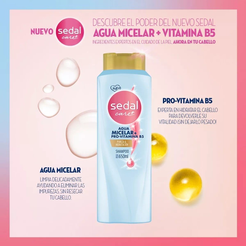 Sedal Shampoo Sedal Agua Micelar Y Pro Vitamina B5 650ml