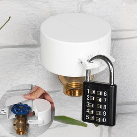 TEMEILI Metal Garden Faucet Lock - Prevents Water Theft, Suitable for Spigot and Bib Locks (White)