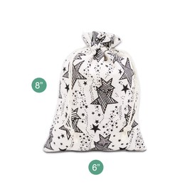 TheDisplayGuys For Your Modern Living 48pk - 6x8 Muslin Pouches with Drawstring - Presents, Party Favors, Samples (Black Stars, Medium)