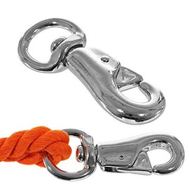 Nickel-Plated Rope Snaps - 2-Pack of 7/8 Inch Round Swivel Bull Snap - for 0.5 Inch, 0.75 Inch, and 1 Inch Rope - Stainless Steel Trigger Spring
