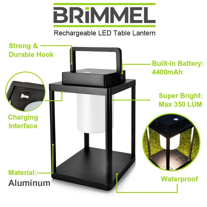 BRIMMEL Aluminum Outdoor Table Lamp - Rechargeable 350 Lumen 3