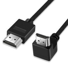 SHULIANCABLE Ultra Thin 8K HDMI 2.1 Right Angle 90 Degree Upward Cable, L-Shaped Flexible Slim High Speed Cord 4K@120Hz 8K@60Hz Type-A Male to Male Computer HDTV (Up Angled, 1M)