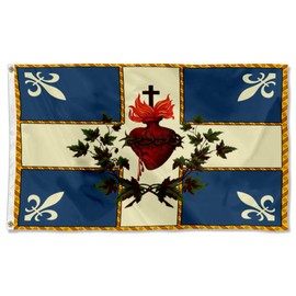 Cayyon Sacred Heart of Jesus Flag, Religious Design, Polyester, 5x3 Feet, Double Sided Print, Grommets for Outdoor Display (Blue)