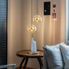 XIRYTU-H Modern Amber Glass Globe Pendant Light with Gold Socket,