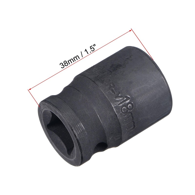sourcing map 1/2" Drive by 18mm 6-Point Impact Socket, CR-V