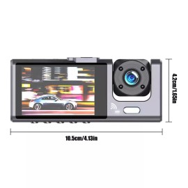 Car Dash Cam Dual Lens Front & Inside & Rear DVR Driving Recorder Night Vision