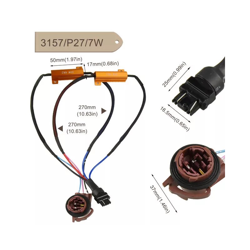 Unbranded 2x 3157 4157 Load Resistor For Switchback LED Turn