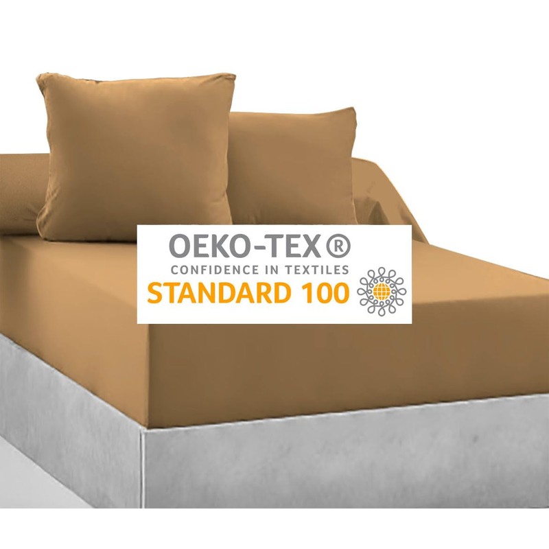 Fitted Sheet 100% Cotton 57 Thread Count Ochre 140 x