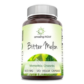 Amazing India Bitter Melon 500 mg 120 Veggie Capsules Supplement | Non-GMO | Gluten Free