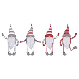 Lunarable Gnome Pencil Pen Holder, Cartoon Style with Long Striped Hats and Beards, Ceramic Pencil Holder for Desk Office Accessory, 3.6" X 3.2", Purpleblue Vermilion Pale Grey and White