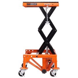 VEVOR Hydraulic Motorcycle Lift Table, 350 LBS Capacity Motorcycle Scissor Jack Lift with Wide Deck, J-hooks, 4 Wheels, Hydraulic Foot-Operated Jack Stand for ATV Dirt Bikes - Load Capacity:: 350 lbs
