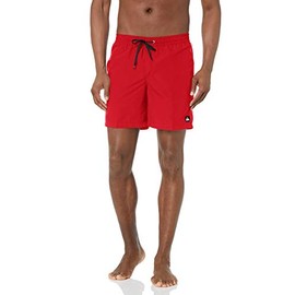 Quiksilver mens Solid Elastic Waist Volley Boardshort Swim Trunk Bathing Suit Board Shorts, High Risk Red, Medium US
