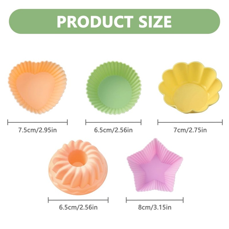 YASYU 5Pcs Silicone Baking Cups Muffin Liners, Reusable Baking Cups