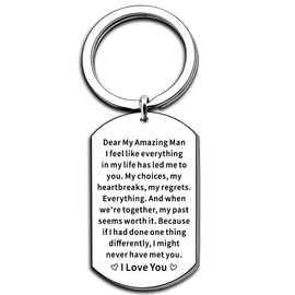 AMZQ Anniversary Keyring Gifts for Boyfriend Husband Hubby Fiance Wedding Christmas Birthday Gift Fathers Day Valentine’s Day Gift for Men I Love You Keyring Gifts for Him