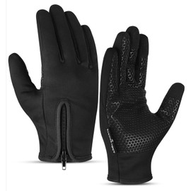 Arsh Sports Winter Gloves for Men Women,Windproof Touchscreen Anti-Slip Cold Weather Warm Gloves for Cycling,Driving,Running (Black, L)