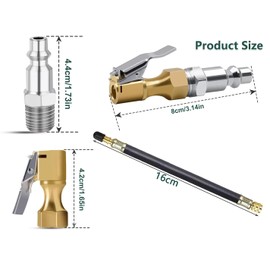 KEWAYOTire Valve Extension, 2Pcs 160mm Flexible Valve Stem Extenders with 2 PCS Tire Air Chuck Heavy Duty Closed Flow Tire Chuck 1/4" FNPT for Tire Inflator Gauge Compressor Accessories