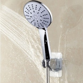 LightBeacon Hand Shower Holder, Adjustable Shower Holder, 45° Adjustable Shower Head Holder, Shower Head Holder, No Drilling, for Hand Shower or Shower Head, ABS Plastic, Silver