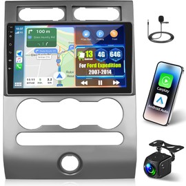 [4+64G] Android Car Radio for Ford Expedition 2007-2014 (Manual AC) - Wireless Carplay and Android Auto - 9 Inch 1280 * 720 HD Touchscreen Car Stereo - 32 EQ/WiFi/GPS/SWC + AHD Backup Camera