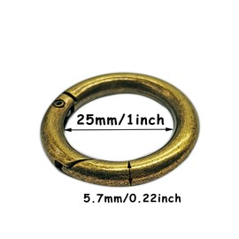 Bluemoona 5 Pcs- 1" 25mm Gate O Ring Round Carabiner Snap Clip Trigger Spring Keyring Buckle (Bronze)