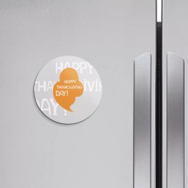 Unbranded Happy Thanksgiving Day Speech Bubble Autumn | 4'' X 4'' Round Decorative Magnet