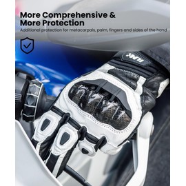ILM Air Flow Leather Motorcycle Gloves Touchscreen for Men and Women Model-GRC01 (S, White)