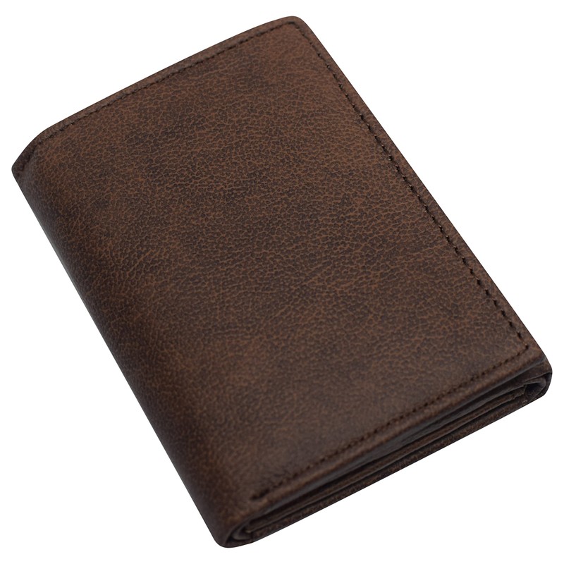 MARSHAL RFID Blocking Brown Men's Wallet Premium Leather Trifold Classic
