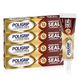 Super Poli-Grip - Power Max Crema Adhesiva para Dentaduras 2.2 oz - Fijación Fuerte y Sellado Preciso - Sin Sabor - Hecho en EE.UU.