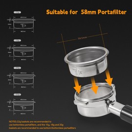 MUVNA 58MM Espresso Portafilter Basket, 22g Coffee Filter Basket, High Precision Extraction Portafilter Basket Filter, Fits for Most 58MM Coffee Machines