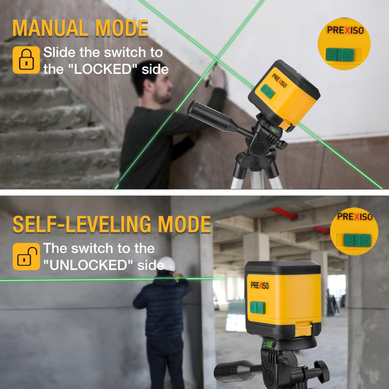 PREXISO Laser Level with Tripod, 100Ft Dual Modules Self Leveling