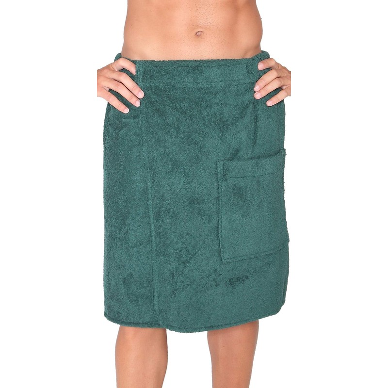 Arus Men's Towel Wrap, 100% Turkish Organic Terry Cotton, Hunter