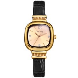 Avaner Women's Leather Square Watches: Slim Strap Small Face Analog Quartz Ladies Elegant Wrist Watch