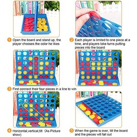 Hztyyier Juego de 4 en Gigante 4 Conecta en Juego de Tablero Plegable 4, Juguete Familiar clásico, Juego de Mesa de Viaje para niños y Familia