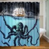 Shocur Black Nautical Octopus Shower Curtain, Funny Ocean Kraken Tentacles