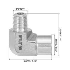 PATIKIL 90 Degree Barstock Street Elbow 1/8" NPT Male x 1/8" NPT Female,304 Stainless Steel Forged Pipe Fitting for Air Fuel Oil Water Pipe Hose, Silver