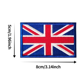 2PCS Tactical Great British Union Jack Patch,Tactical Union Jack Embroidered Flag,United Kingdom Embroidered Fabric Patch Hook and Loop Applique for Tactical Backpack,Hats Jacket Pants(8x5cm)