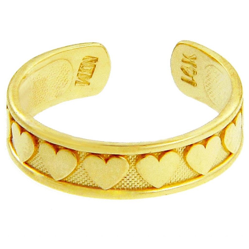 Classy Heart Yellow Gold Toe Ring (14K Gold)