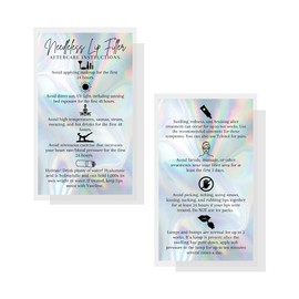 Needleless Lip Filler Aftercare Card | 50 Pack | Business Card Size 2x3.5” inches | Non-Reflective Matte Rainbow Holographic Look Design