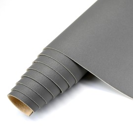 20"x 54"(50cm x 140cm) Faux Leather|Soft Dark Grey Smooth Surface Solid Faux Leather Fabric|1mm Thick Water Proof PU Nappa Leather Fabric for Furniture Decoration, DIY Crafts, Sewing, Etc.