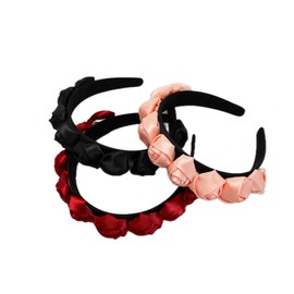Rose Satin & Velvet Headband (Pink, 1 inch)