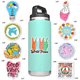 Peace Stickers for Kids Water Bottles Stickers for Teens Peace and Love Sticker Waterproof Stickers Vinyl Laptop Stickers Pack (50 Pcs)