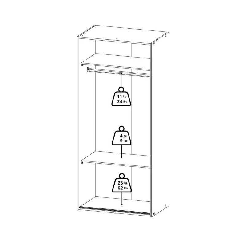 Tvilum Space Wardrobe with 2 Sliding Doors, White