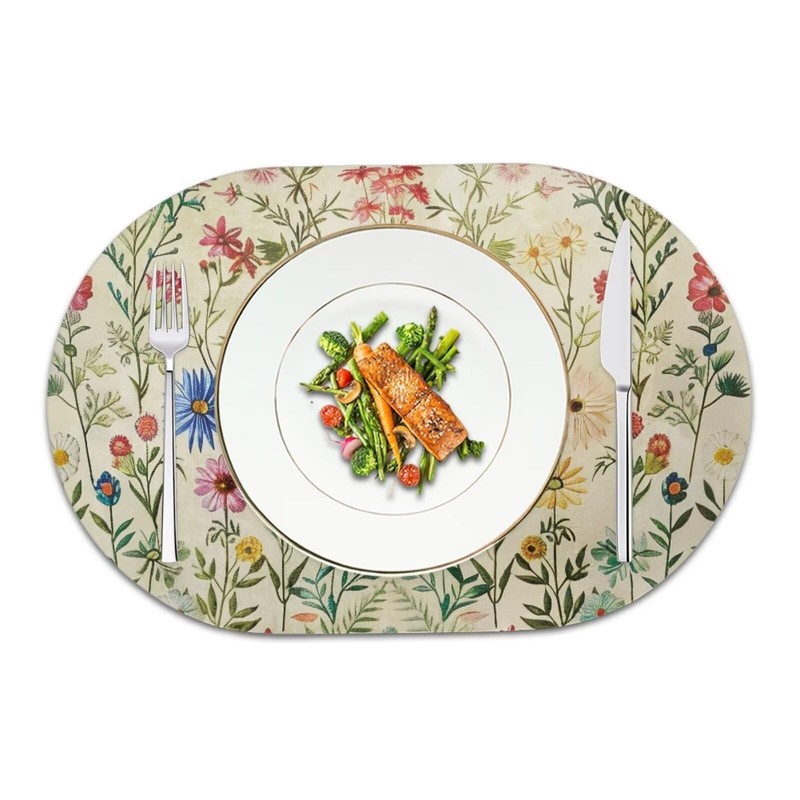YUVAMAGIMO Floral 4 PCS Place Mats for Dining Table Faux