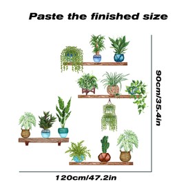 FAYYGYH Tropical Plants Wall Stickers Green Potted Plant Wall Decals Removable DIY Art Murals for Family Living Room Background Wall Decoration Kids Bedroom Kitchen Office Girl Room Wallpaper
