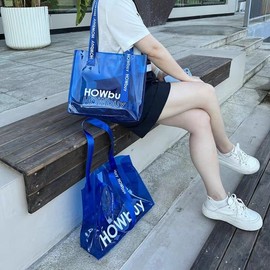 Custom PVC Plastic Beach Handbag with Laser Effect, Transparent TPU Colorful Gift Bag Free Size/Style17 20ea