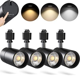 VANoopee 3-Color 30W H Track Lighting Heads Dimmable Bright LED Track Lighting Fixtures Accent Task Retail Kitchen Ceiling Spotlight Track Light H Type Pack of 4 - Flicker Free CRI90+ 36Â° 3000lm Black