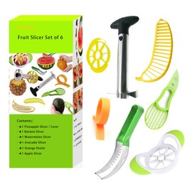 Multifunctional fruit slicer, stainless steel pineapple cutter, watermelon peeler, avocado slicer, banana slicer, orange peeler, apple slicer.