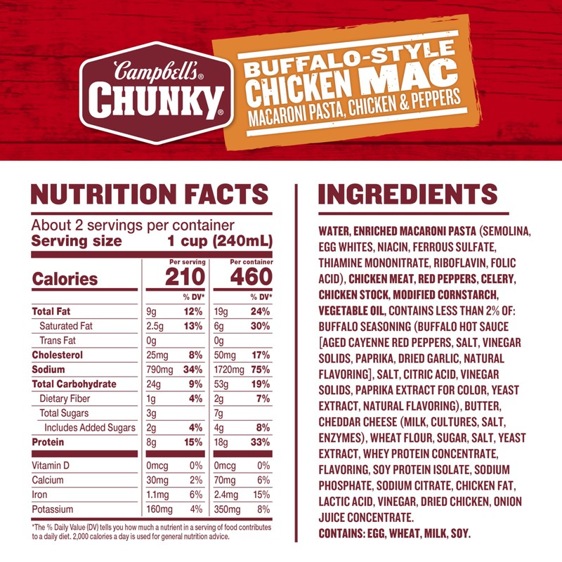 Campbell’s Chunky Buffalo-Style Chicken Mac Soup, 18.8 oz Can (12