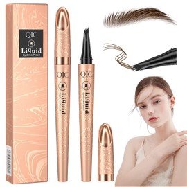 Dark Brown Waterproof Eyebrow Pencil, 3D Eyebrow Pencil, Waterproof with 4 Fork Tips, Magic Eyebrow Pencil, Building, Lightweight, Natural Eyebrow Eye, Brown Make-Up, Lasts All Day