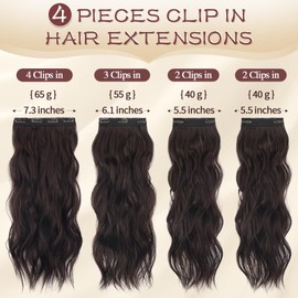 Sofeiyan Clip-In Extensions, 4 Pieces, Long Wavy Synthetic Hair Extensions, Natural Clip-In Fibre Hairpiece, Soft Lace Weft Hair Extensions, Clip-In Hairpiece for Women, 50 cm